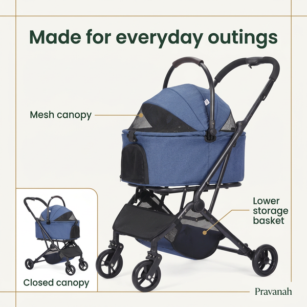 Foldable Dog Stroller | Up to 44 lbs