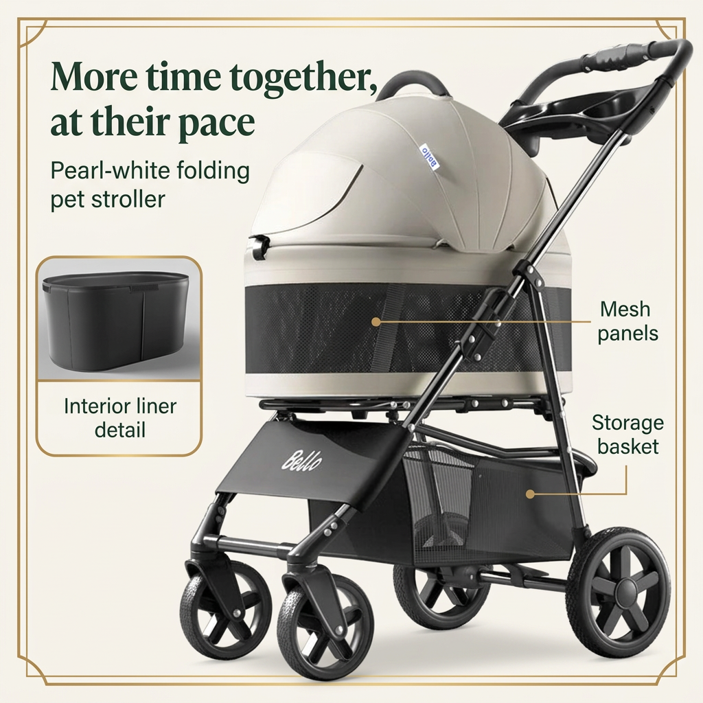 One-Pull Opening Foldable Dog Stroller | Up to 44 lbs
