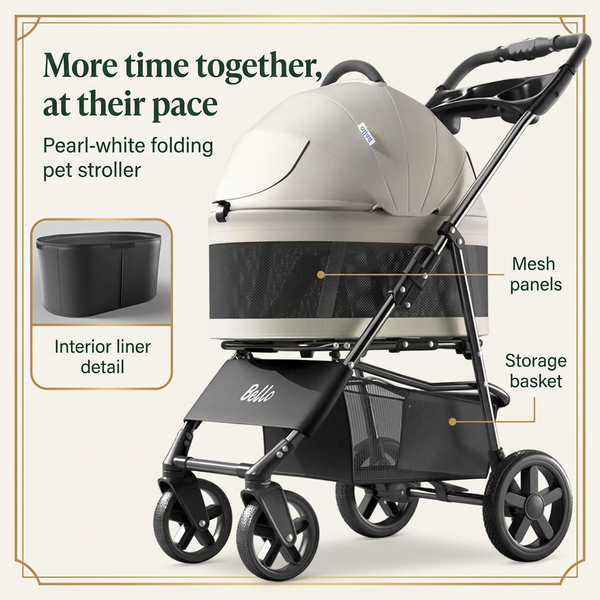 One-Pull Opening Foldable Dog Stroller | Up to 44 lbs